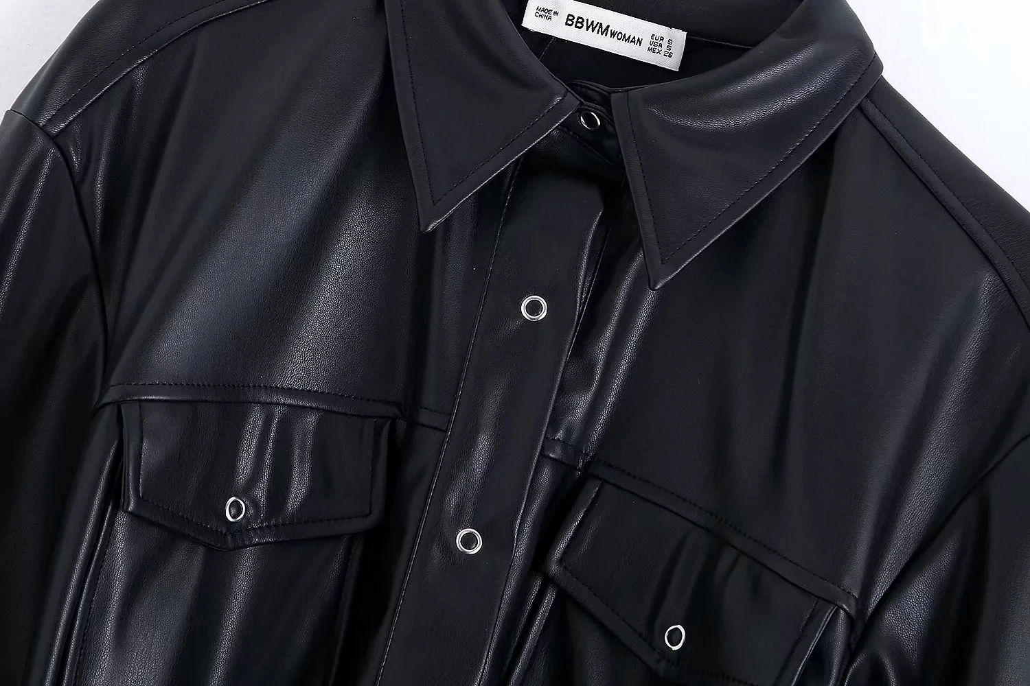 Женское зимнее платье рубашка из искусственной кожи с длинным рукавом