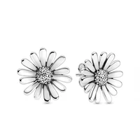 spring pave daisy flower statement pan earrings for women 925 sterling silver earring silver 925 jewelry