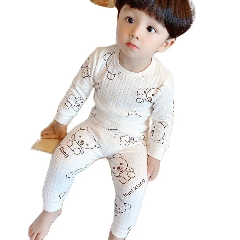 

Baby cotton high-waist autumn clothes long trousers suit boys cartoon children's pajamas girls P5739