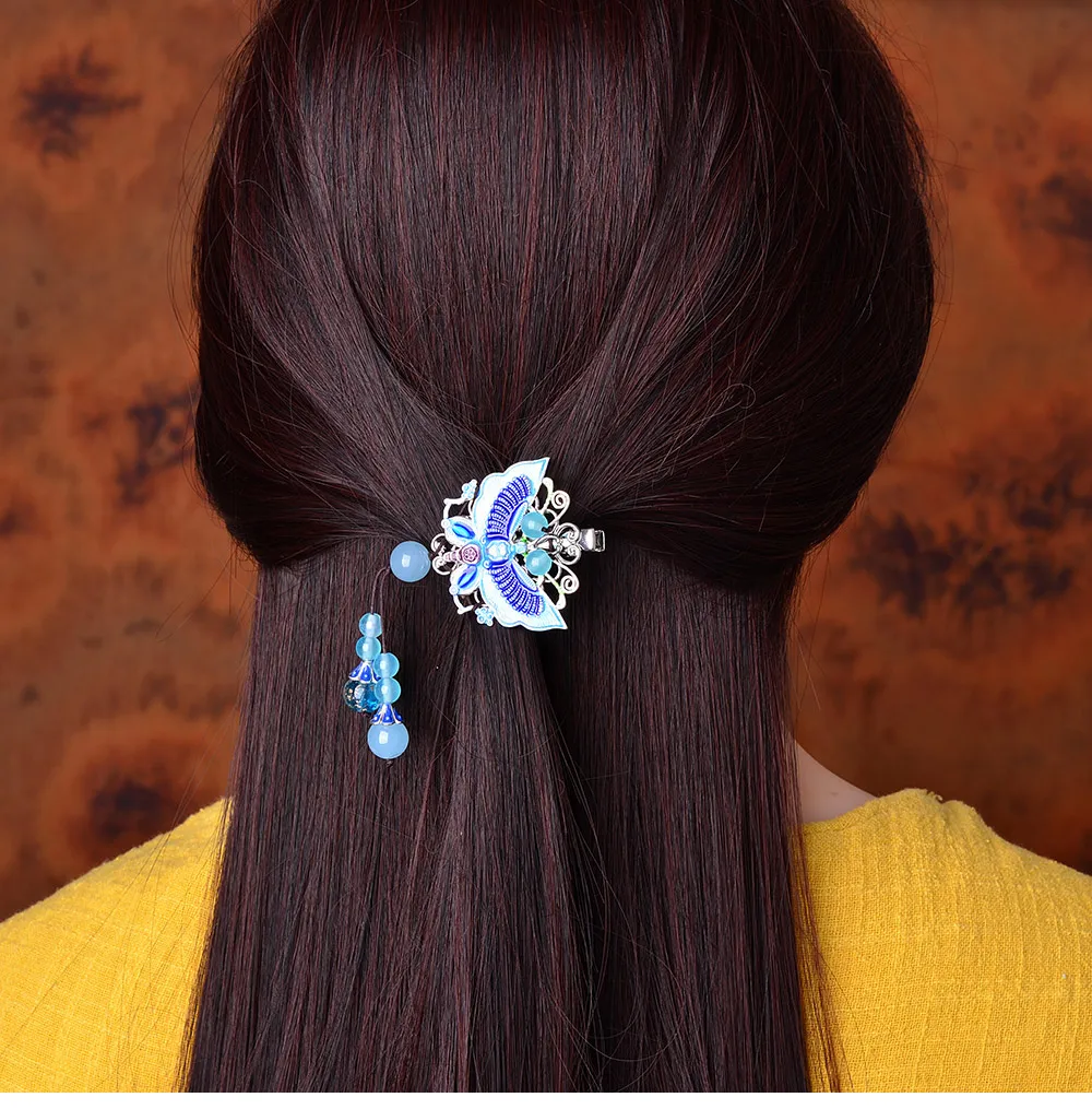 Древний костюм Hanfu медно-цинковый сплав веерообразные заколки для волос милая