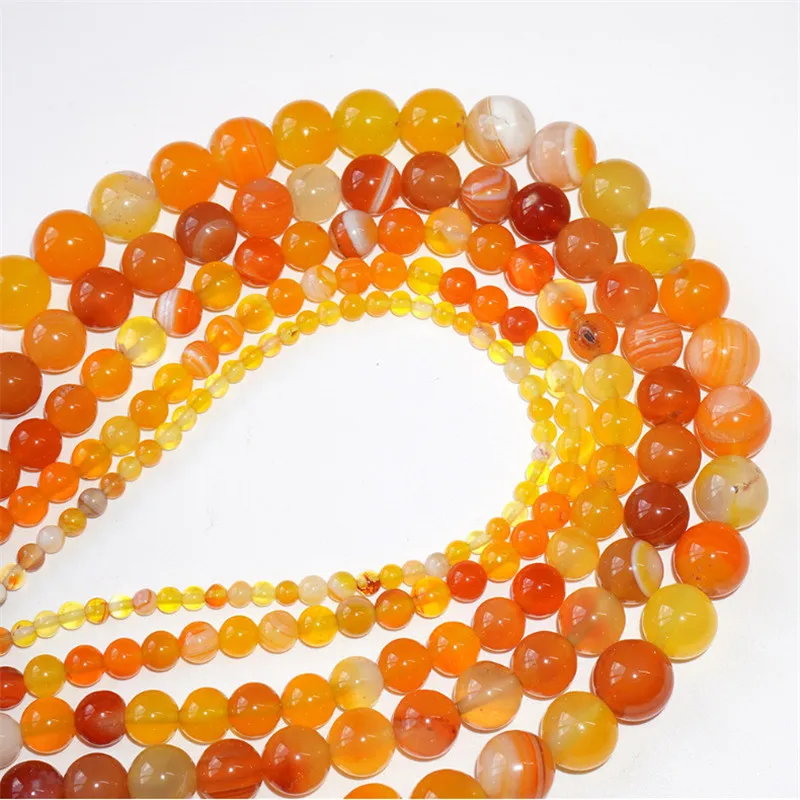 

Orange Stripe Agate Loose Spacer Beads for Women Necklace Bracelets Making