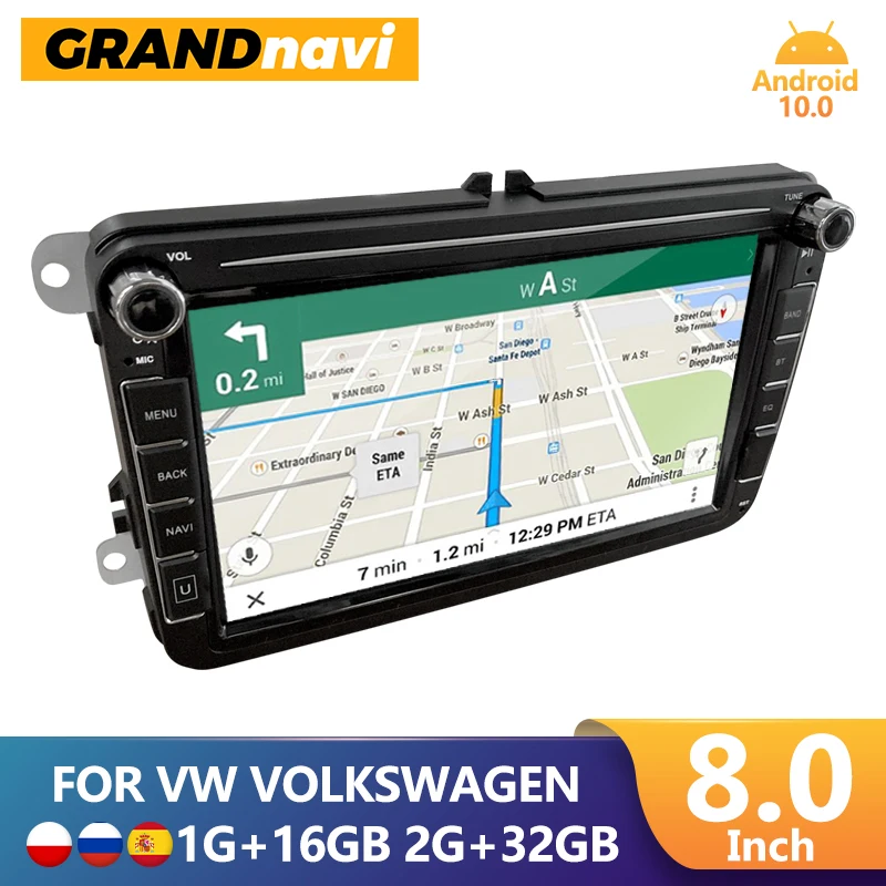 GRANDnavi Android для VW Volkswagen Golf 5 POLO PASSAT B6 CC JETTA TIGUAN TOURAN SHARAN Superb 2din Автомагнитола
