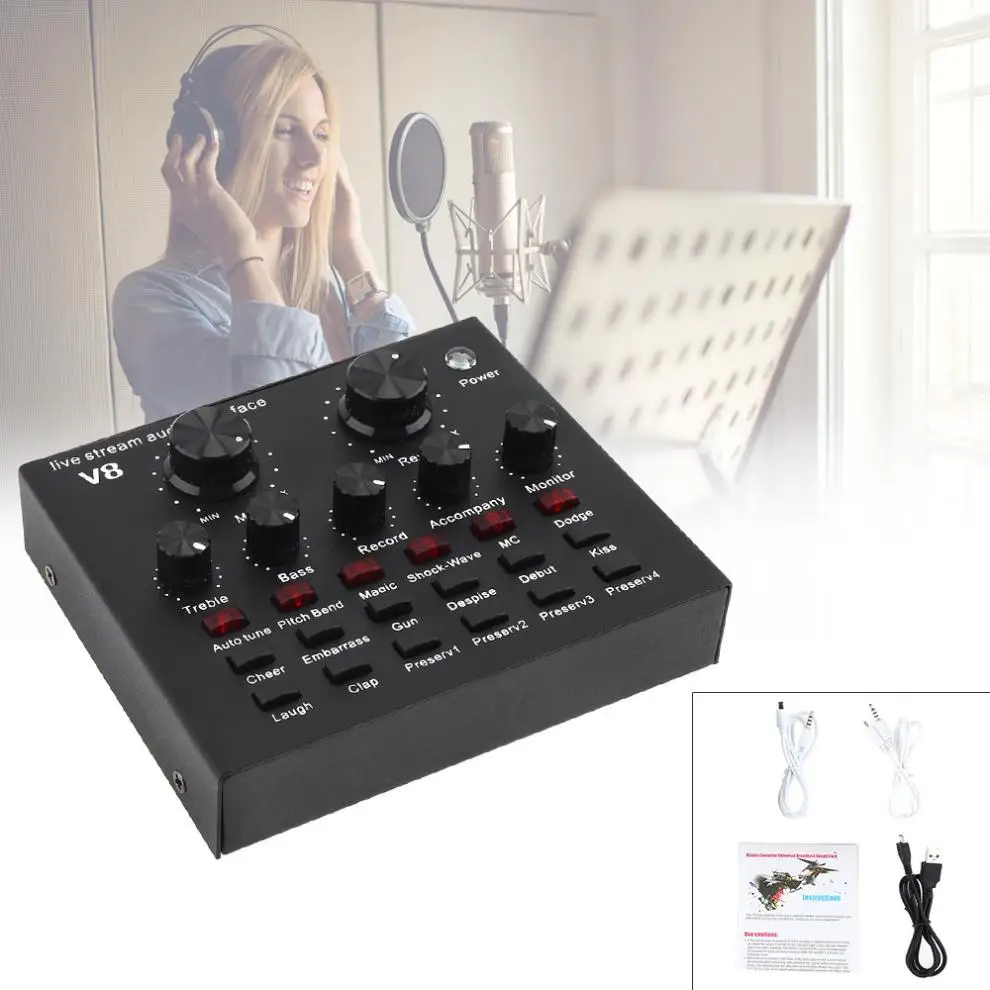V8 Bluetooth-совместимая аудио Внешняя USB гарнитура микрофон веб-трансляция живая