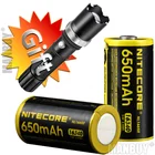 2022 NITECORE 2 шт. NL1665R 650 мАч 16340 CR123 встроенный USB зарядный порт перезаряжаемая литий-ионная батарея 3,6 В Бесплатный подарок фонарик