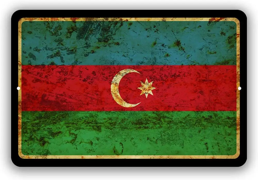 

Azerbaijan Country Flag Man Cave Metal Decor Tin Sign Indoor and Outdoor use 8"x12" or 12"x18"