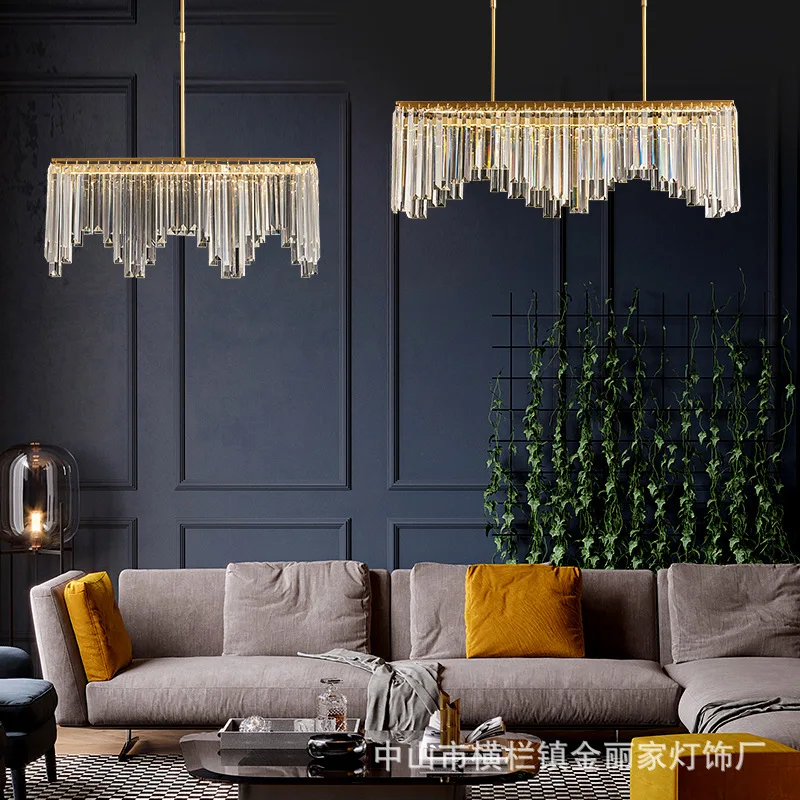 

All copper post-modern chandelier long strip home creative luxury atmosphere dining room living room art lamp