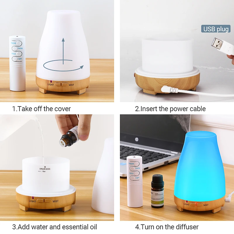 

200ml Remote Control Electric Aroma Diffuser Air Humidifier Essential Oil Diffuser Aroma Lamp Aromatherapy Mist Maker
