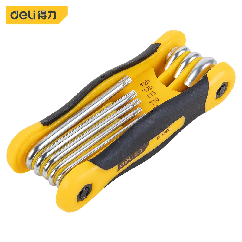 

deli 8Pcs Multifunctional Folding Hex Key Wrench Sets Torx L-Shape Spanner Screwdriver Tool Set Repair Household Hand Tools