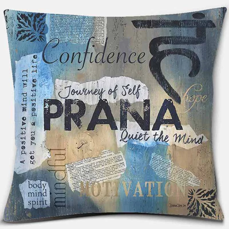Чакра мантра Namaste Prana квадратная печать Наволочка украшения для дома обложка