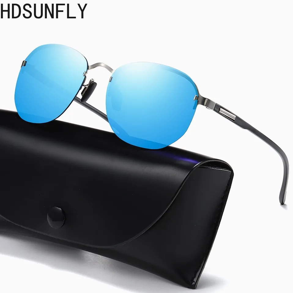 

Солнцезащитные очки мужские круглые, без оправы, с поляризованными линзами UV400, Tr90, с зеркальным покрытием для дужек