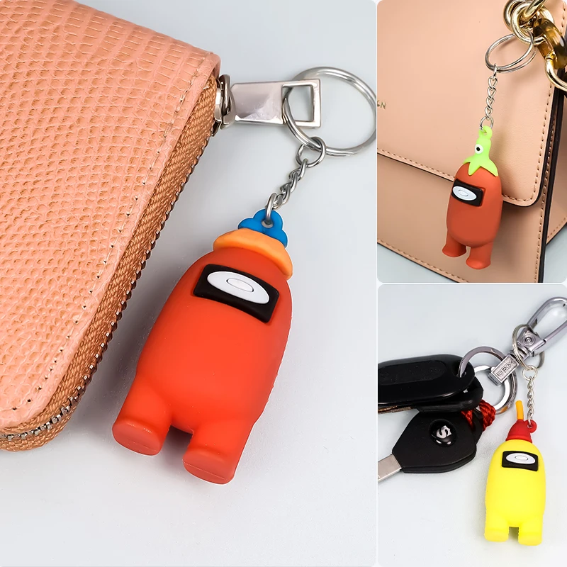 

Hot selling Among us game peripheral Keychain pendant Multi-color cool PVC Children's Space Gift Lady's Bag Accessories key ring