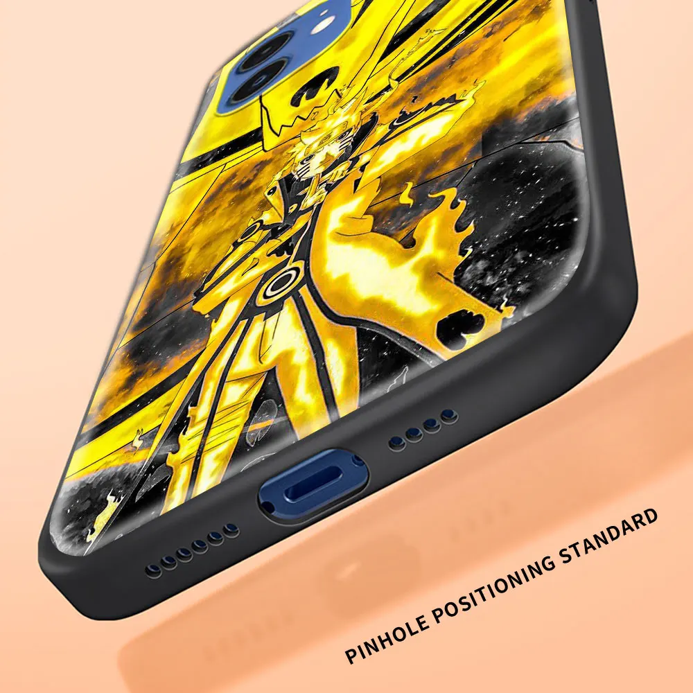 

Phone Case For iPhone 11 Pro 12 Pro Max XR 7 8 SE 2020 X XS Max 6 7 8 Plus Luxury Black Shell Cover Sasuke Naruto Art funda