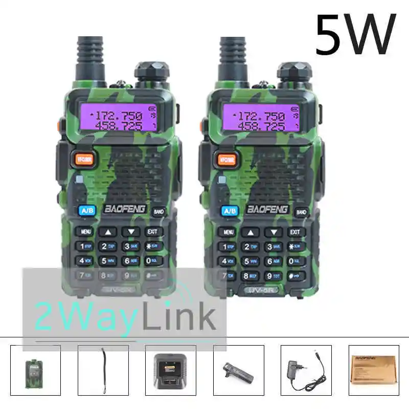 

2PCS Baofeng UV-5R Upgrade 5W Walkie Talkie Hunting Ham Radio 10 Km Uv5r Walkie-talkie 10KM HF Transceiver Baofeng UV-82 UV-8HX