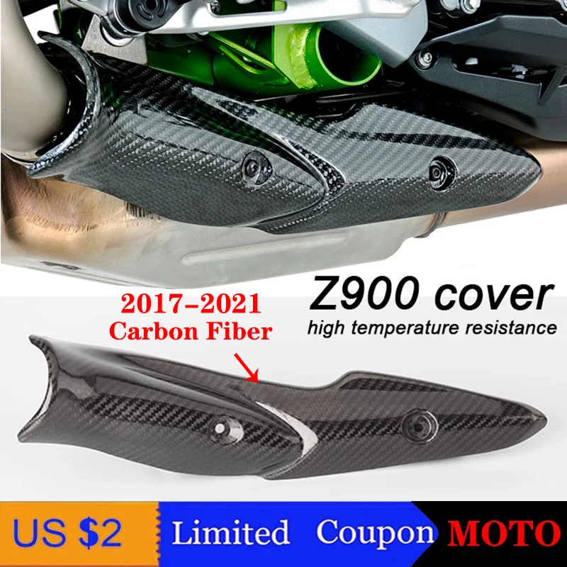 

For Kawasaki Z900 2017-2021 Motorcycle Exhaust System Middle Link Pipe Carbon Fiber Heat Shield Cover Guard Anti-Scalding Shell