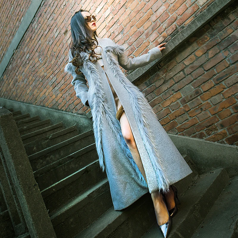 Зимняя одежда с длинными Шерстяное пальто женская длинным рукавом кисточками из