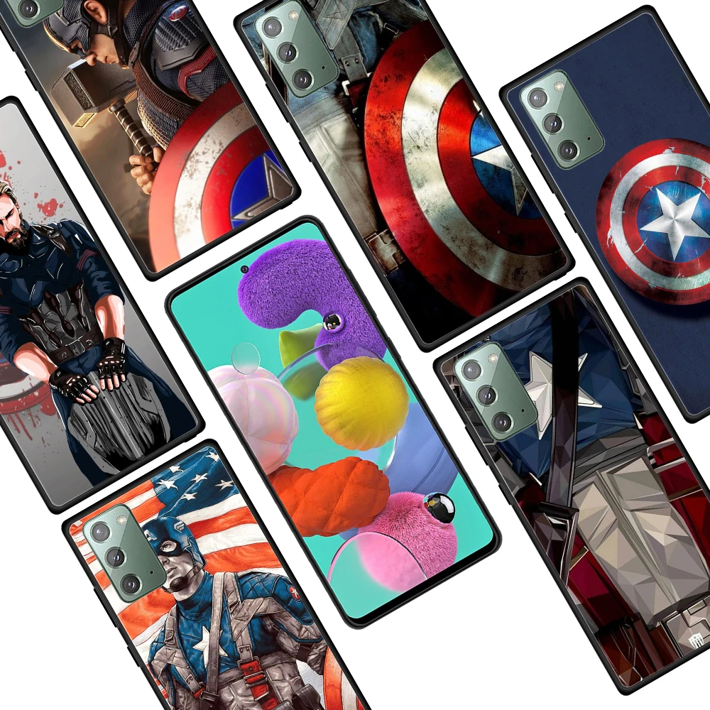 

Marvel Avengers Captain America for Samsung Galaxy Note 20 Ultra 10 Plus 5G M62 M60S M40 M31S M21 M10 F52 Soft Black Phone Case