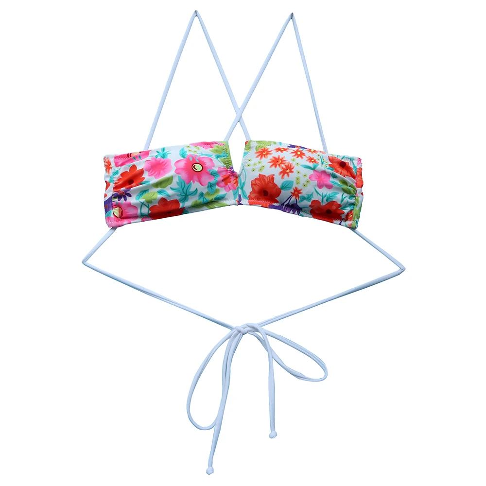 

Sexy Woman Swimwear Bathing Suits Top bikinis Red Flower brazilian swimsuit Bandeau Top Bikini For Women