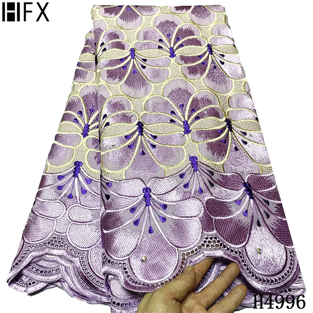 

HFX Swiss Lace Fabric 2021 High Quality Nigerian Swiss Voile Lace In Switzerland Embroidery Cotton Lace Fabrics 5 Yards F4996