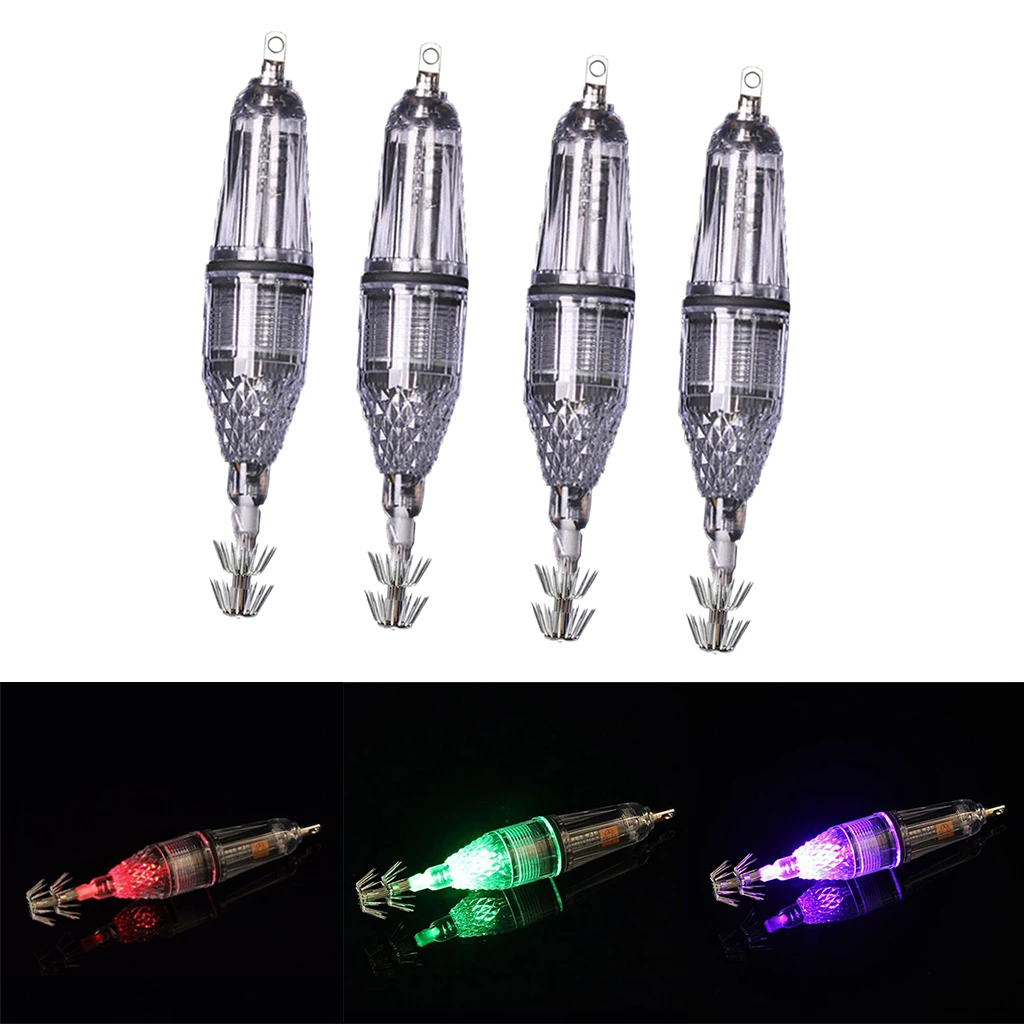 Упаковка из 4 12 см светодиодные рыболовные приманки в виде Кальмаров джиг крючок