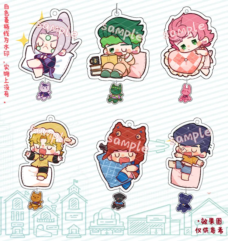 Anime JoJo's Bizarre Adventure Higashikata Josuke Acrylic Keychain Cosplay Good Night Cartoon Cute Pendant Figure Key ring Gifts images - 4