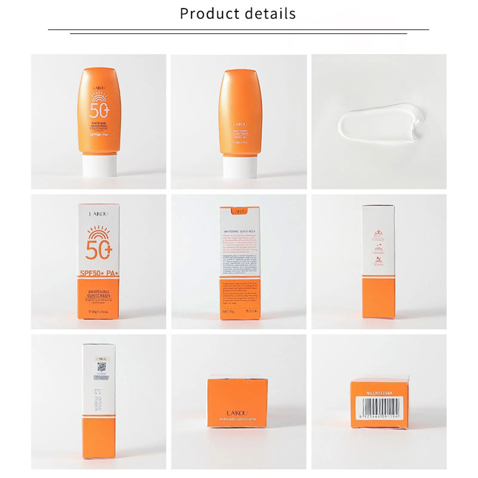 

Face Body Whitening Sunscreen Cream Moisturizing Brightening Refreshing Waterproof UV Protector Concealer Isolation SPF50+