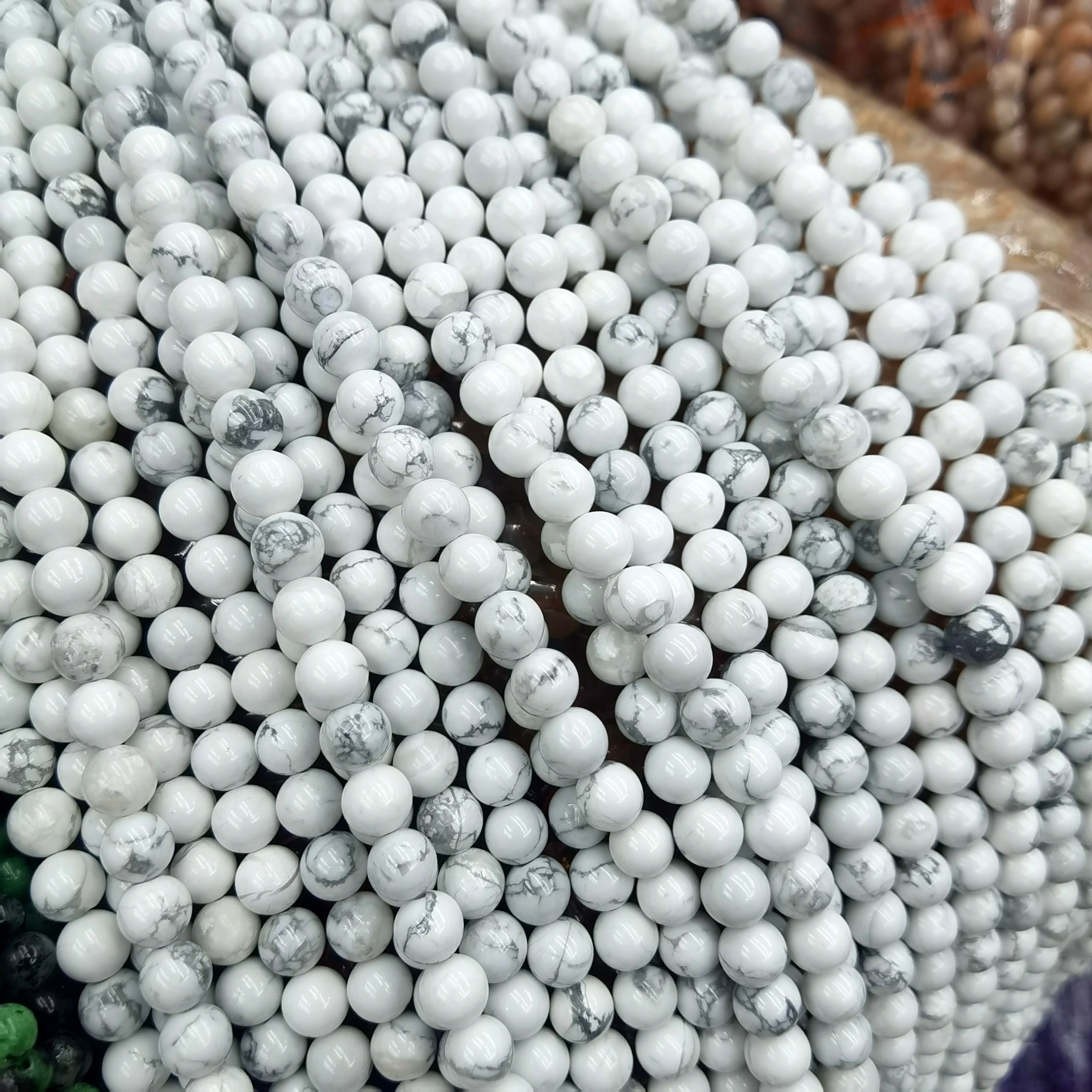 

Free shipping 1strands/setwhite howite4mm-12mm round stone loose beads for jewelry making design gift