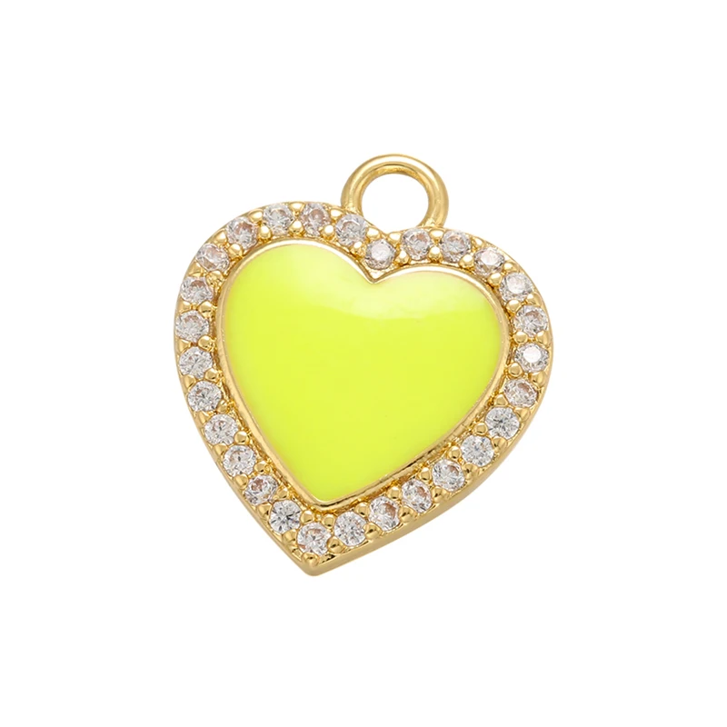 ZHUKOU gold color Enamel heart Pendant Small charms for Handmade Necklace Earrings Jewelry Accessories Wholesale VD966 |