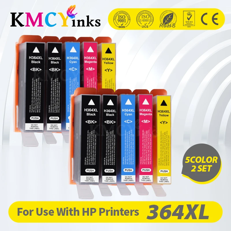 

KMCYinks 10pcs 364XL Ink Cartridge Compatible for HP364 364 XL Photosmart Wireless B109a B109d B109f B109n Plus B210a printers