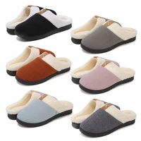 2021 winter women home furry slippers concise soft plush slides memory foam warm platform shoes couples house cotton slippers