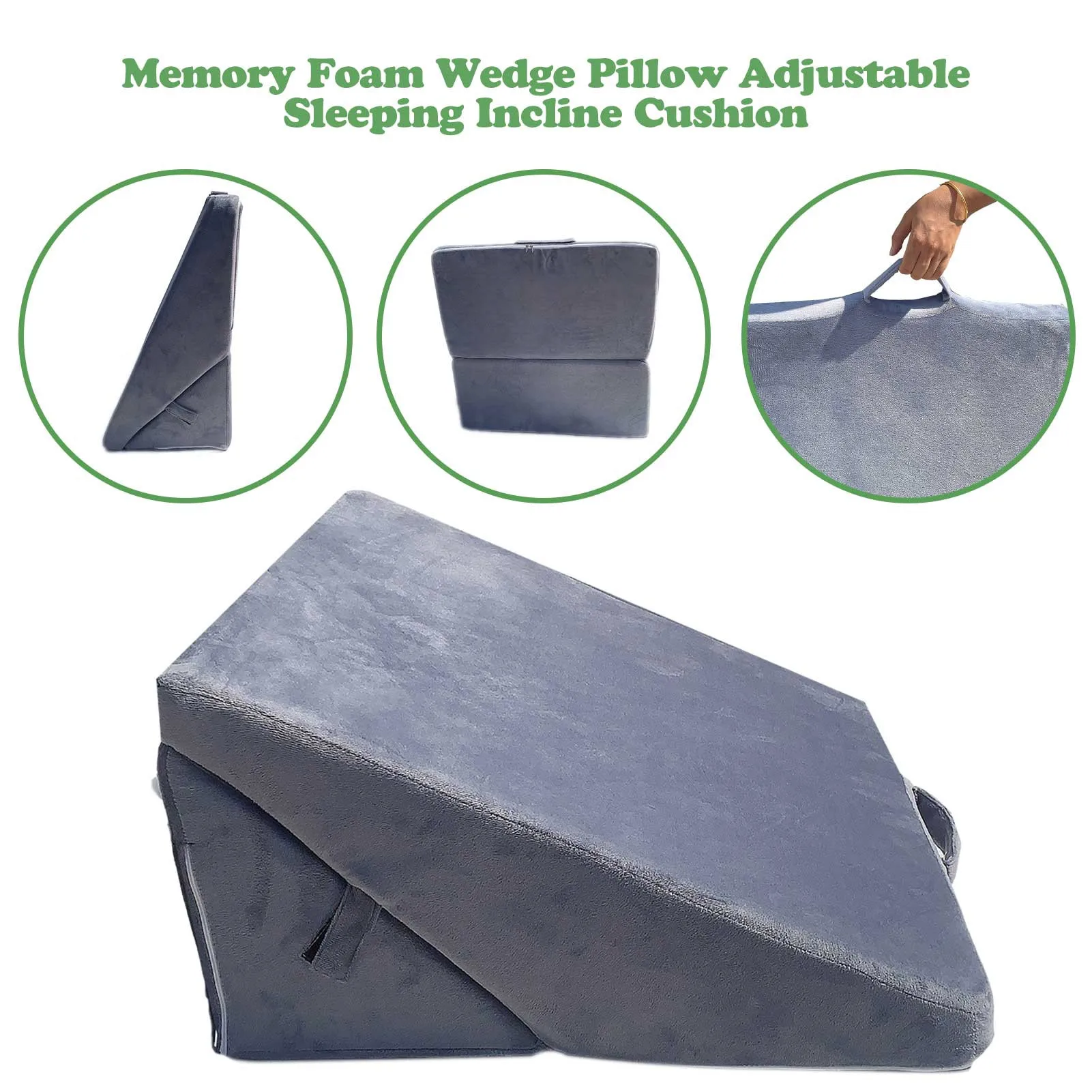 

7in1 Foldable Memory Foam Wedge Pillow Adjustable Sleeping Incline Cushion For Waist Neck Pain Sleeping Reading Or Watching TV