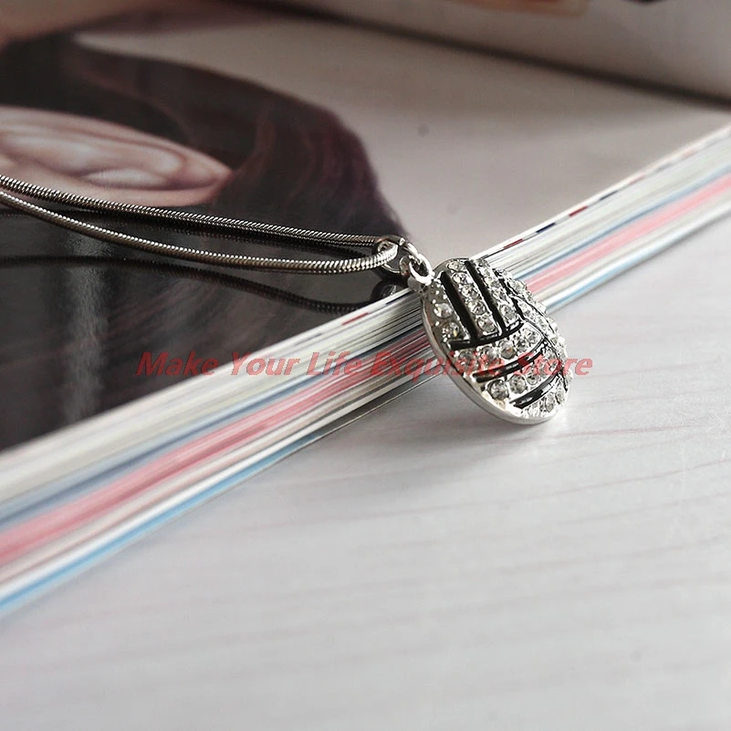 

Miraculous New Crystal Fashion Volleyball Shape Pendant Necklace Link Chain Sports Jewelry For Teen Girls