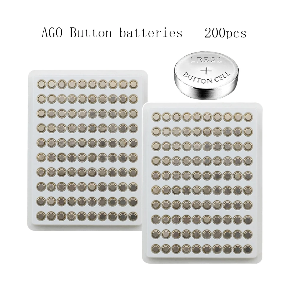 

200pcs AG0 AG 0 Button Batteries SR521SW D379 LR69 LR521 379A V379 SR631.55V Alkaline Coin Cell Battery For Watch Toys Remote