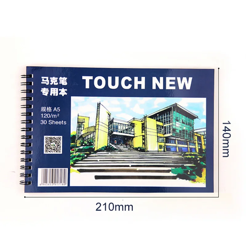 

1Pc TOUCHNEW 30 Sheets 150gms A5 Marker pad Sketchbook Drawing Notebook White Paper School Stationery Notepad Writing