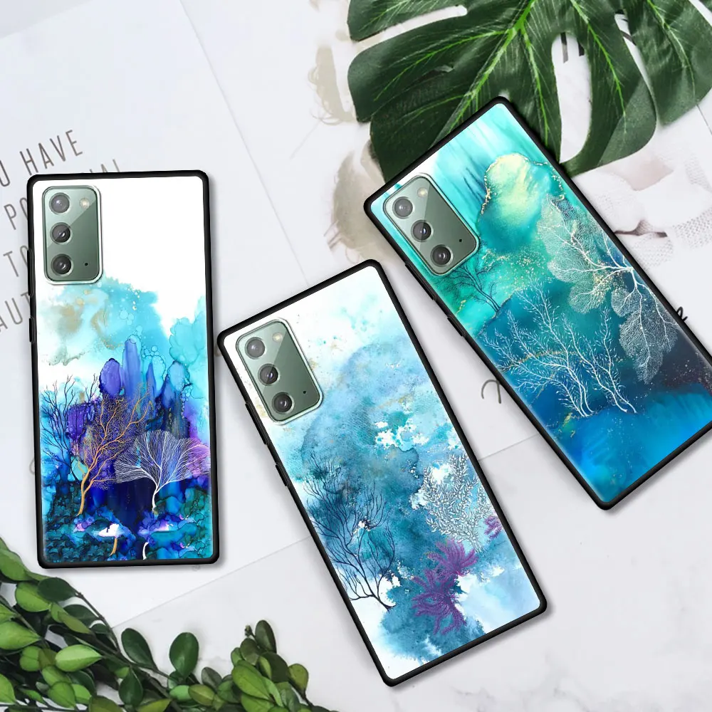 

Coque For Samsung Galaxy Note 20 Ultra 5G 10 Plus 9 8 10Lite Phone Case Black Capas Landscape Painting Of Butterfly And Lotus
