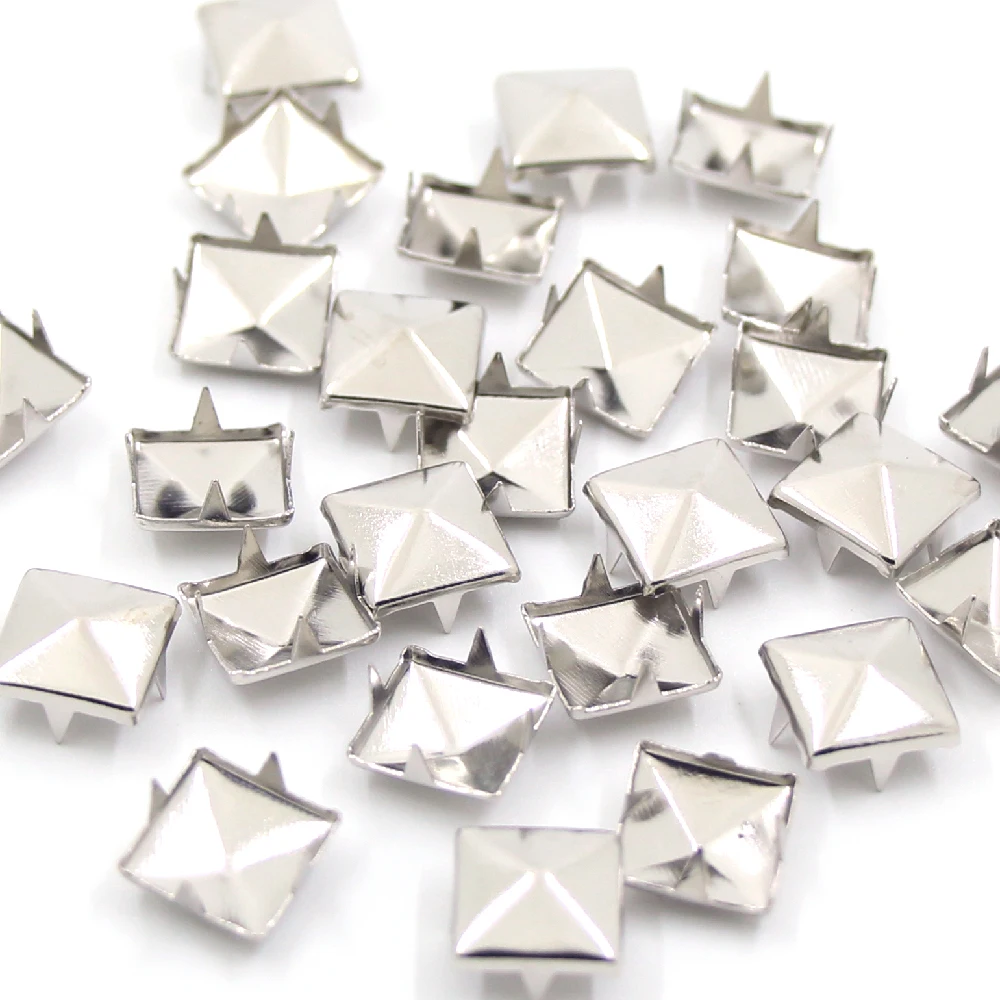 100Pcs Square Rivets 4 Claw Spikes And Studs Punk Leather For Jeans Clothes 6-12MM Gold/Silver/Black/Bronze DIY | Дом и сад