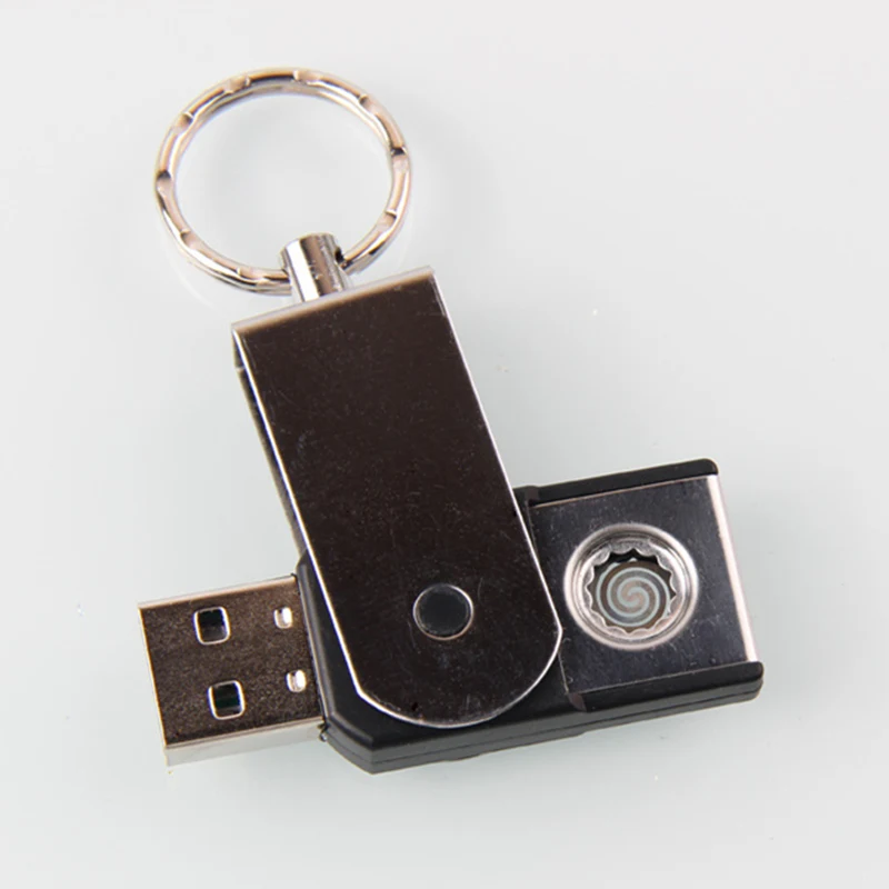 Новинка, u-дисковая зажигалка, USB перезаряжаемая Электронная зажигалка, металлический брелок для ключей, сигарета, турбо зажигалка, беспламенная сигара, плазма