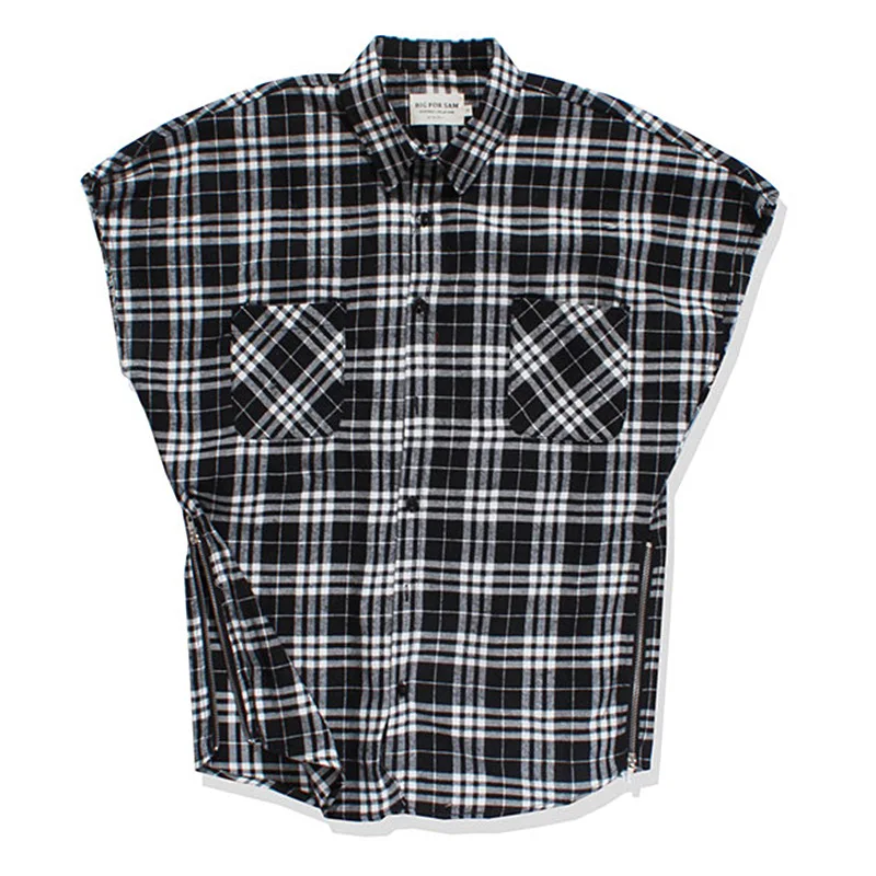 

Fashion brand new hip hop PLAID SHIRT COTTON zipper Camille men's shirt men's straight