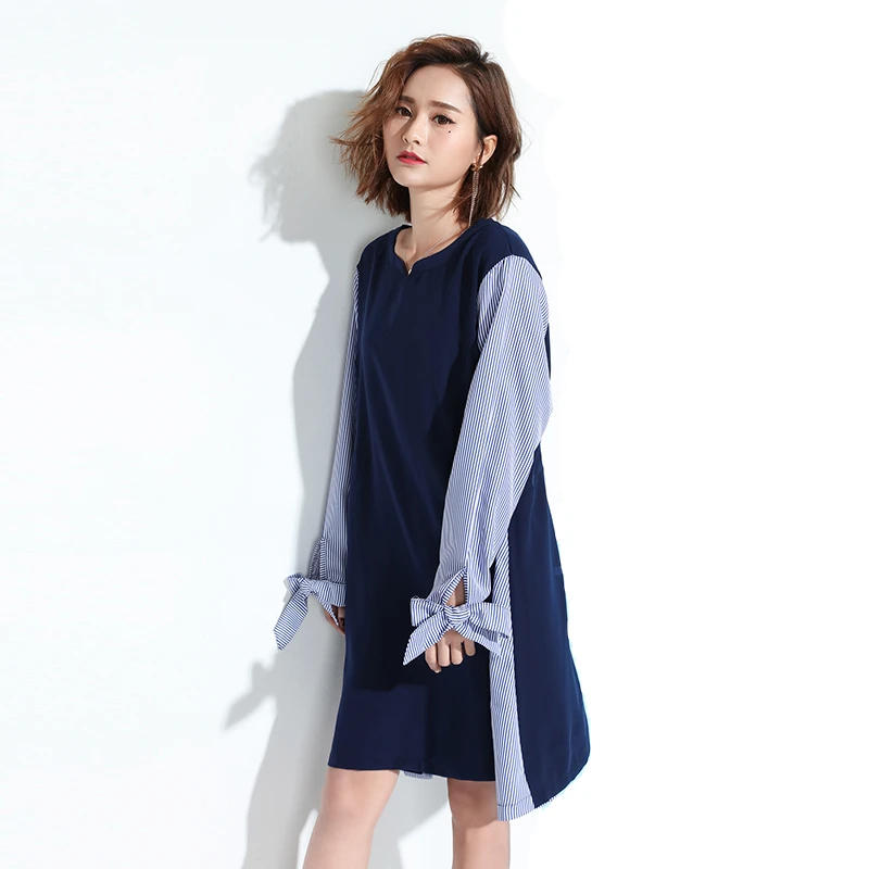 Женское платье-рубашка с V-образным вырезом длинным рукавом | Женская одежда