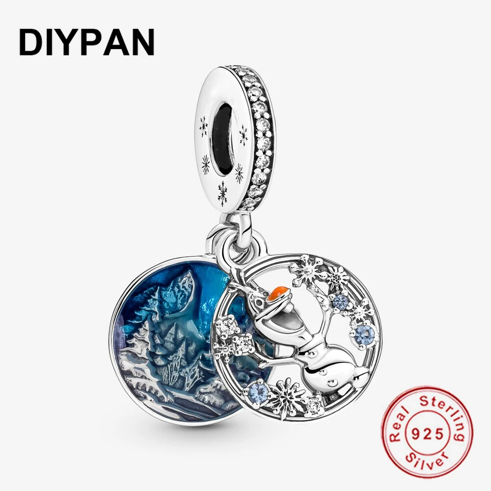

Fit Original Pandora Charms Bracelet 925 Sterling Silver Snow Double Dangle Charm Pendant Jewelry Women Berloque