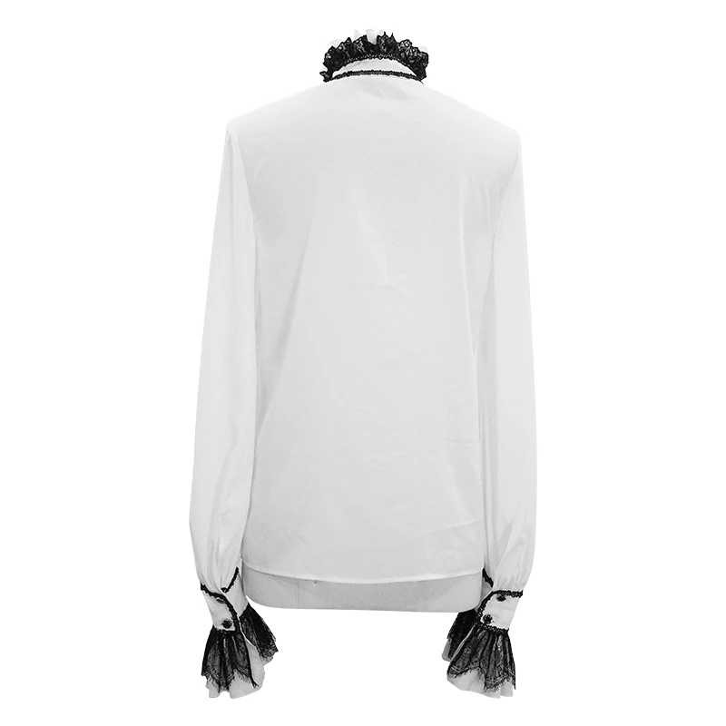 

2020 Devil Fashion Turtleneck Loose Long Sleeve Top Mens Punk Party Court White Shirt