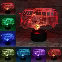 usb battery powered 3d bus acrylic illusion night light colorful desk bedside decoration for bedroompartyholiday