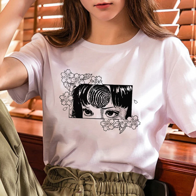 Футболка женская с винтажным принтом модная свободная повседневная японским