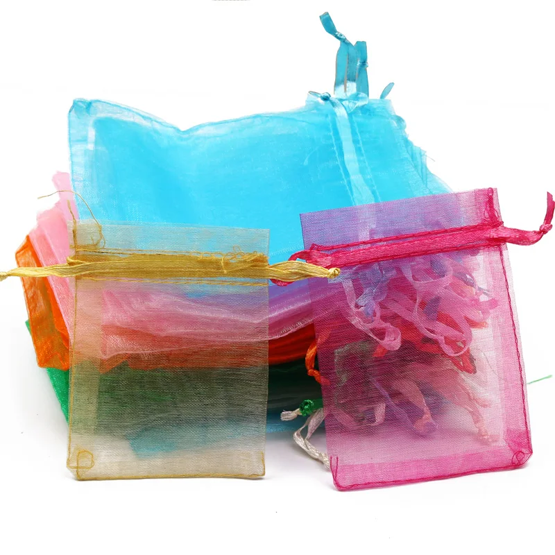 

Wholesale Multicolor 7x9CM/9x12CM/10x15CM/13x18CM Organza Bags Drawable Gift Bag Jewelry Packaging Wedding Party Packing Pouches