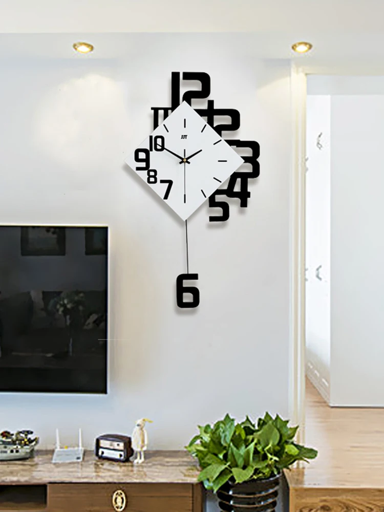 Модные часы для гостиной креативные с маятником модные простые ресторанные