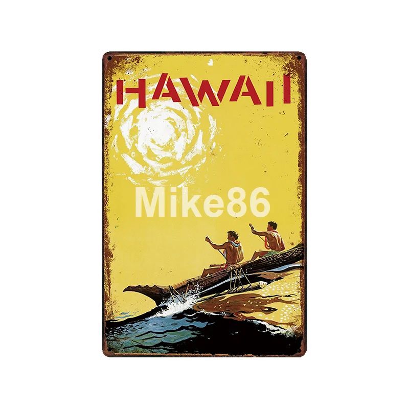 [Mike86] Hawii сёрфинга пляж металлический знак винтажный магазин рисунок на железной поверхности в стиле ретро город путешествия плакат искусство 20*30 см LT-1935 - Цвет: GLC-15300