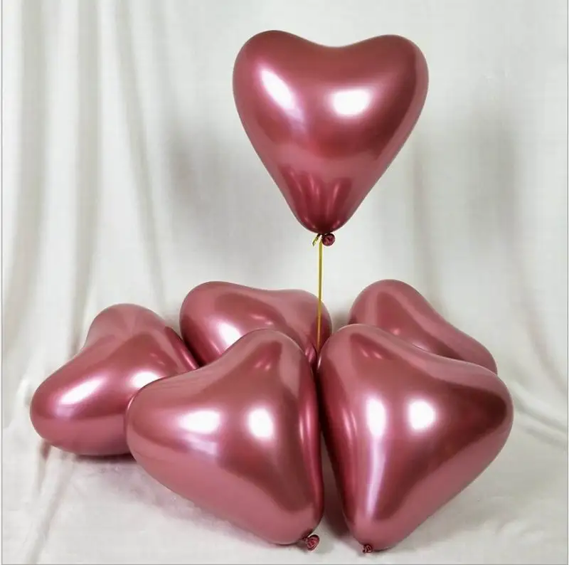 heart rose 10 шт. 10 дюймов металлический Светящийся синий шар глянцевый металлик темно-синие шары хромированные шары Globos украшение для свадебной вечеринки - Цвет: heart rose