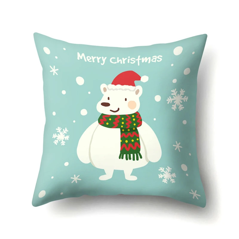 

Christmas Snowman Printed Sofa Decorative Cushion Cover Pillow Pillowcase Polyester Throw Pillow Home Decor Pillowcover 40543