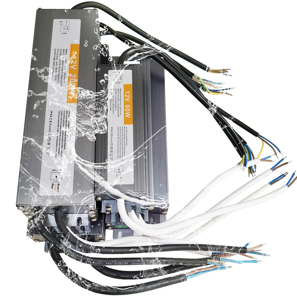 AC85V-265V для DC12V/24V Ультра-тонкий светодиодный водонепроницаемый IP67 трансформатор подходит для светильник ящик для ванной комнаты, для кухни, для улицы, рекламный щит