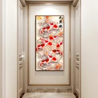 Картина на холсте с изображением китайских цветов и рыбок