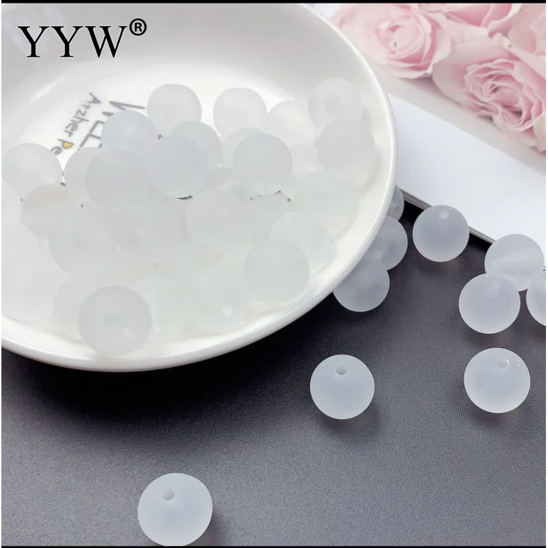 

Transparent Frosted Acrylic Round Beads Diy Color Matte Beads Woven Bag Accessories Loose Beads Sold By One Kilogram Per Bag